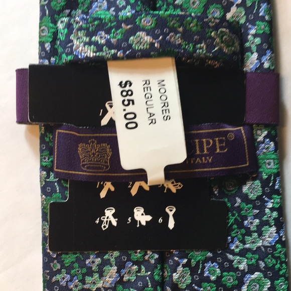 Principe Italian tie green floral - Picture 8 of 10